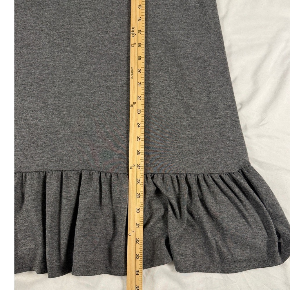 Apt. 9 Charcoal Gray Heather Sleeveless Drop Waist Ruffle Dress Large Lagenlook - Picture 2 of 8